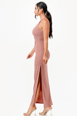 Women’s Keyhole A-Line Dress with Pintucks & Slits | Zarnesh