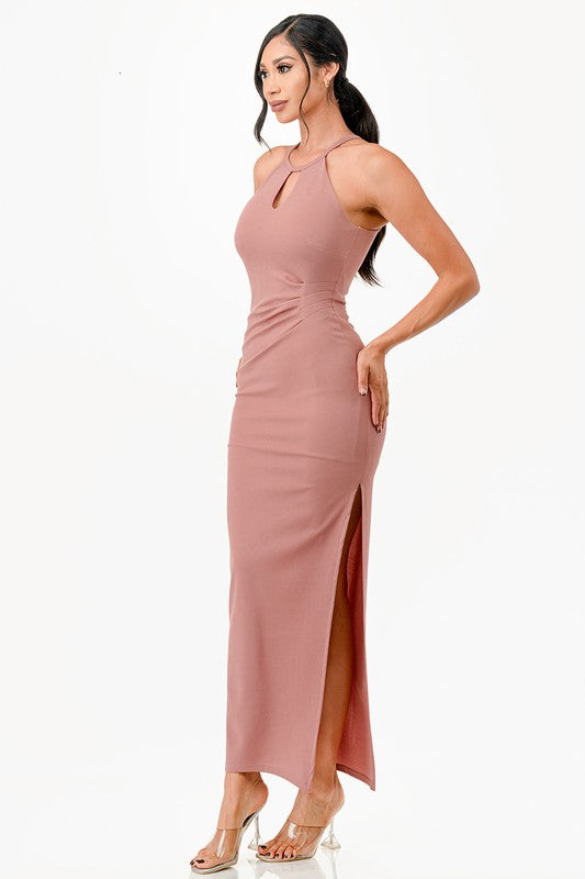 Women’s Keyhole A-Line Dress with Pintucks & Slits | Zarnesh