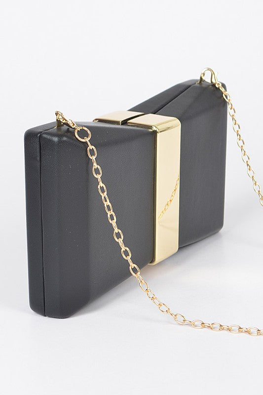 Women's Gold Trim Iconic Bow Inspired Box Clutch | Zarnesh