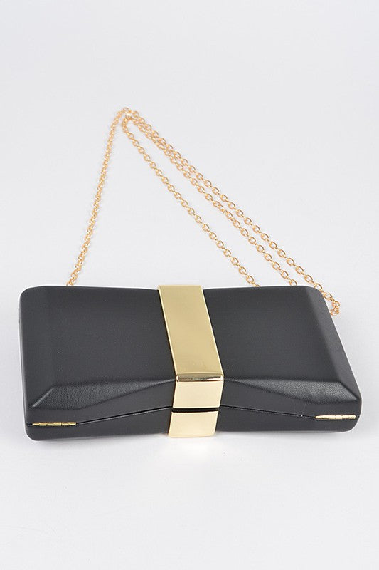 Women's Gold Trim Iconic Bow Inspired Box Clutch | Zarnesh