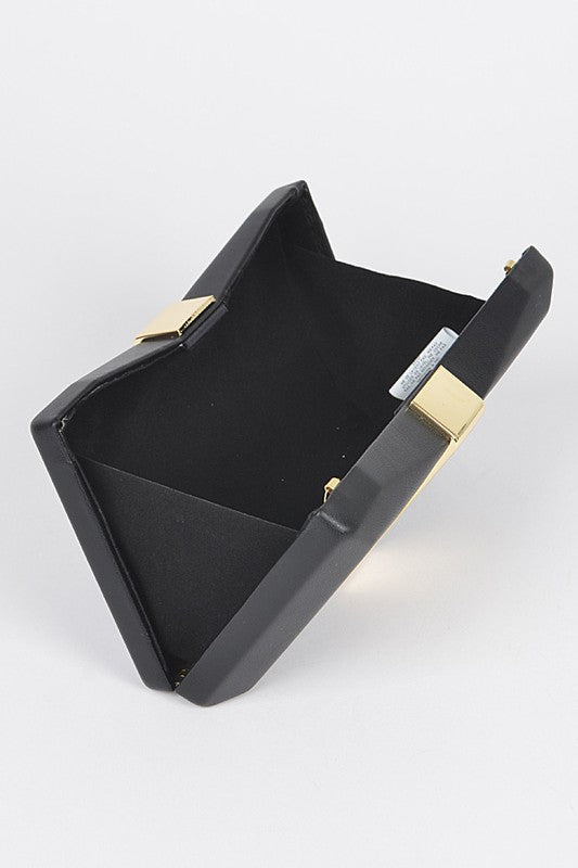 Women's Gold Trim Iconic Bow Inspired Box Clutch | Zarnesh