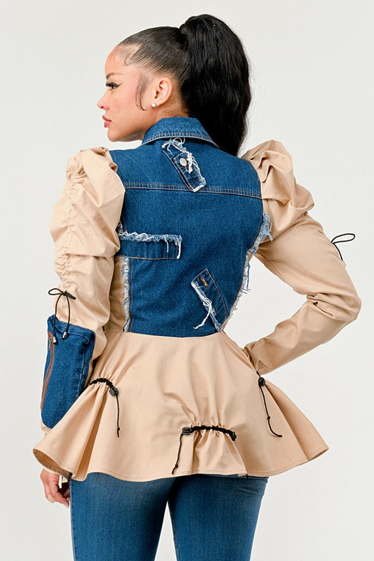 Women Peplum Panache Denim Jacket | Zarnesh