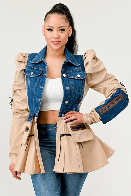 Women Peplum Panache Denim Jacket | Zarnesh