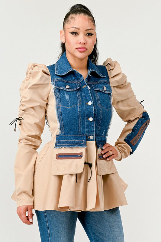 Women Peplum Panache Denim Jacket | Zarnesh