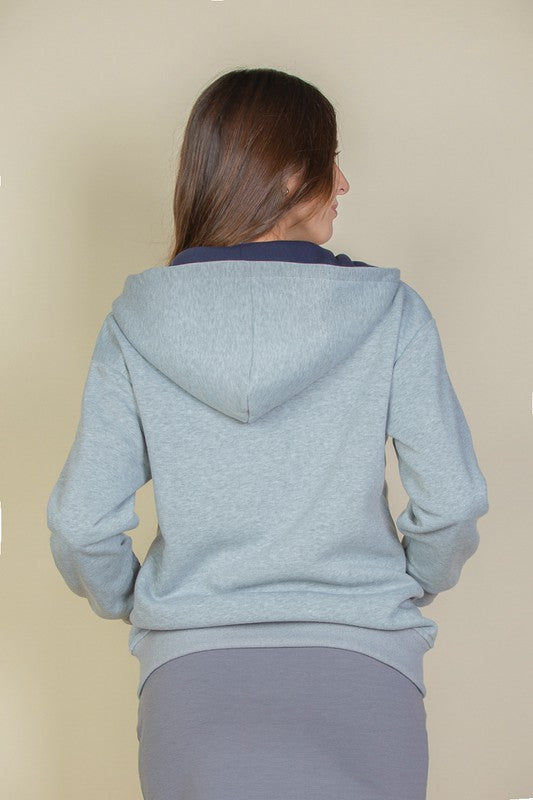 Women Graphic Drop Shoulder Zipper Up Hoodie | Zarnesh