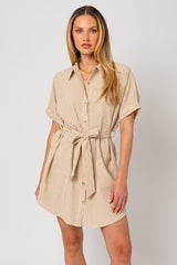 Women's Tia Half Sleeve Button Down Shirt Dress | Zarnesh