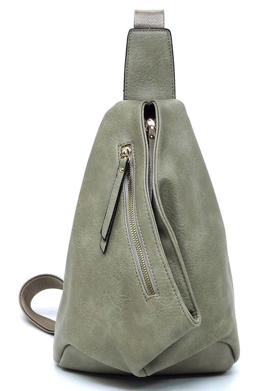 Women Faux Vegan Adjustable Shoulder Strap Sling Bag Backpack Zarnesh