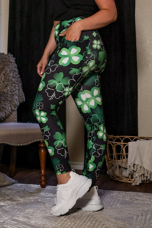 Women Plus St Patricks Day Shamrock Leggings Zarnesh