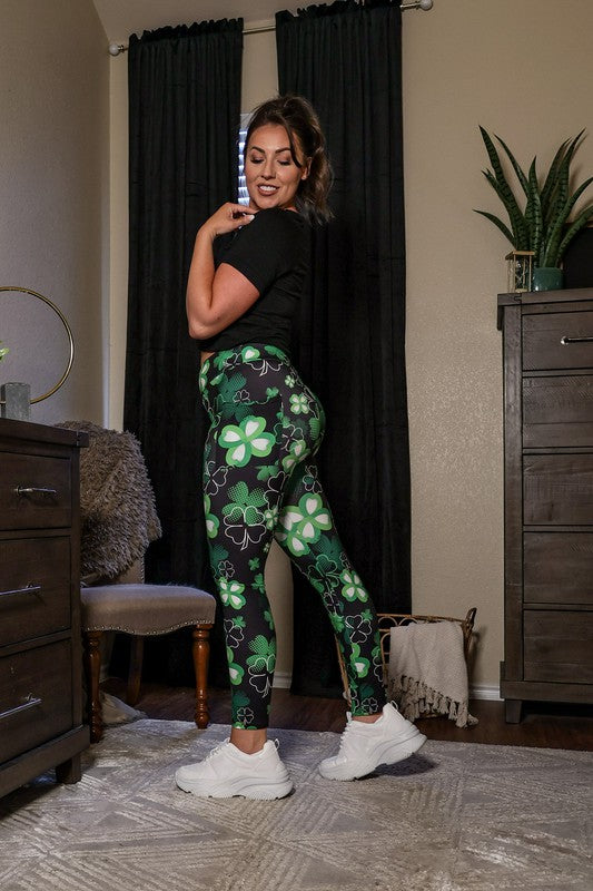 Women Plus St Patricks Day Shamrock Leggings Zarnesh