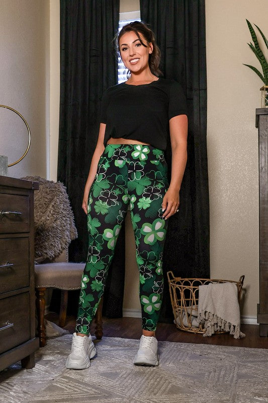 Women Plus St Patricks Day Shamrock Leggings Zarnesh