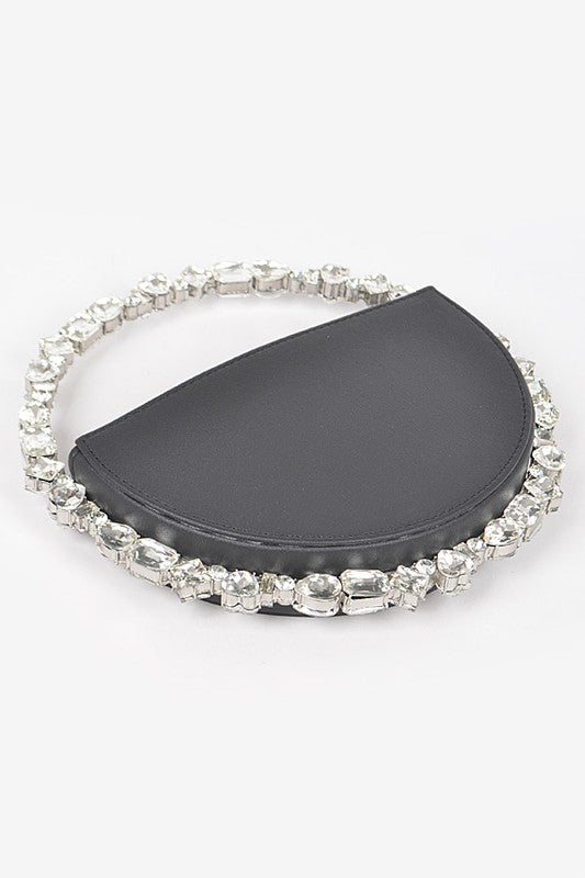 Women Crystal Handle Metallic Circle Clutch | Zarnesh