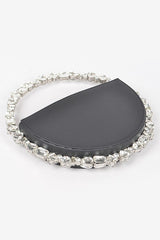 Women Crystal Handle Metallic Circle Clutch | Zarnesh