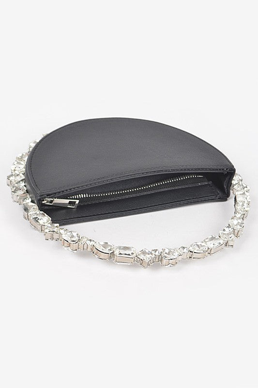 Women Crystal Handle Metallic Circle Clutch | Zarnesh