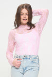 Women Plus Mesh Floral Print Mock Neck Regular Fit Top Plus Zarnesh