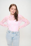 Women Plus Mesh Floral Print Mock Neck Regular Fit Top Plus Zarnesh
