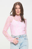 Women Plus Mesh Floral Print Mock Neck Regular Fit Top Plus Zarnesh