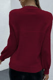 Women Red Stand Collar Essence Pearls Beaded Sweater Zarnesh