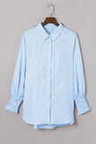 Women's Stripe Smocked Shirred Oversized Shirt Blouse |  Zarnesh