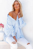 Women's Stripe Smocked Shirred Oversized Shirt Blouse |  Zarnesh