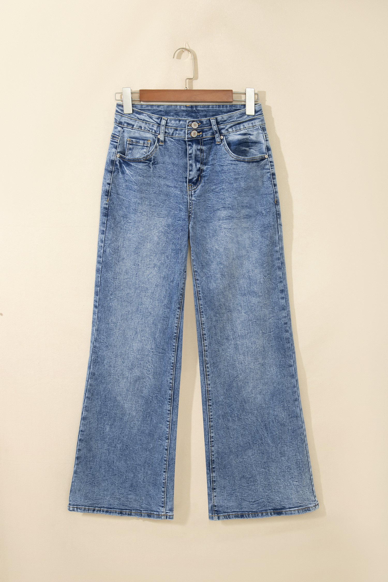 Double Button High Rise Waisted Flare Jeans | Zarnesh