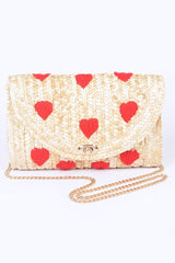 Women Heart Pattern Straw Convertible Clutch Bag Zarnesh