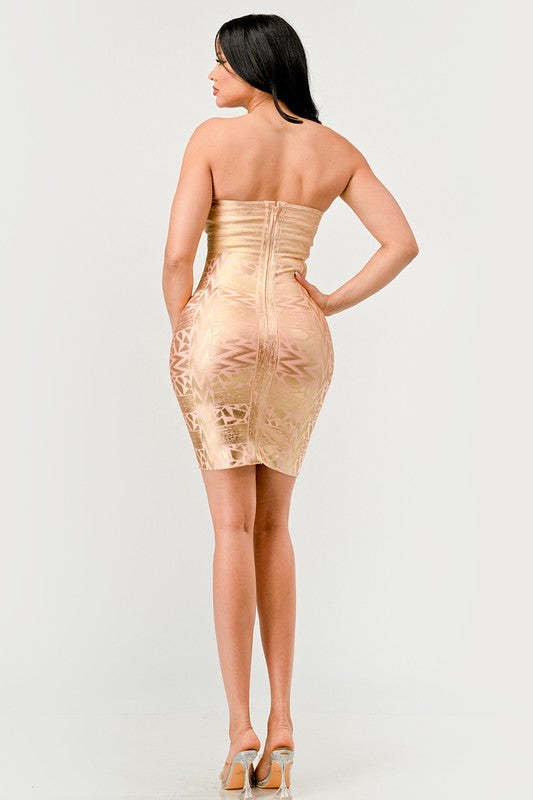 Women Gilded Glamour Strapless Dress | Zarnesh