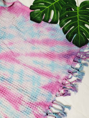 Premium Waffle 100% cotton unisex throw Absorbent Bath Towel - Blue Pink | Zarnesh