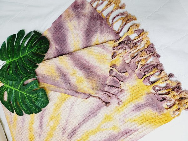 Premium Waffle 100% cotton unisex throw Absorbent Bath Towel - Yellow Plum| Zarnesh