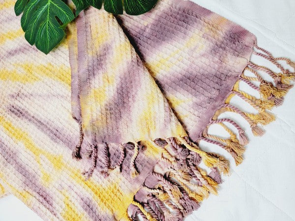 Premium Waffle 100% cotton unisex throw Absorbent Bath Towel - Yellow Plum| Zarnesh