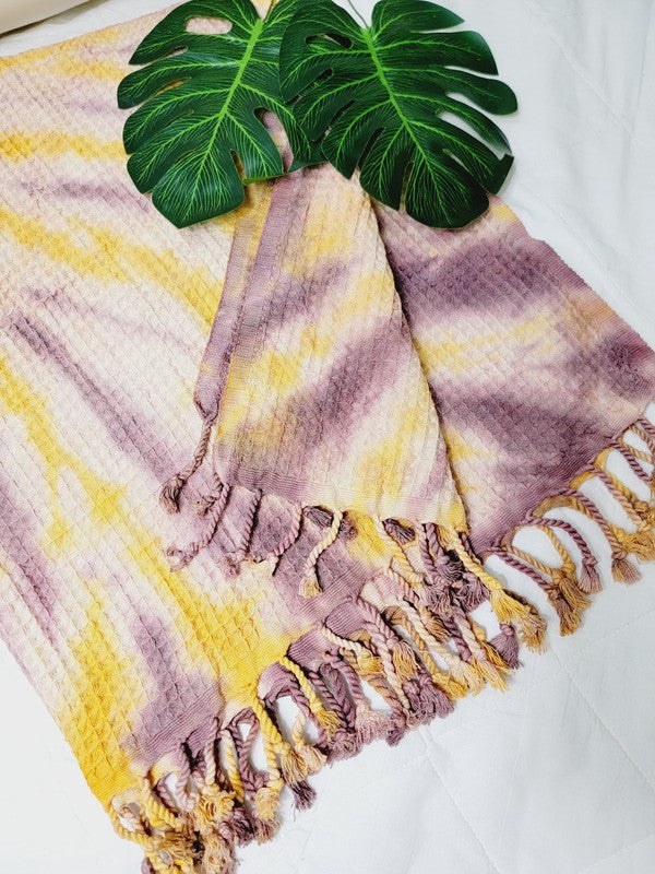 Premium Waffle 100% cotton unisex throw Absorbent Bath Towel - Yellow Plum| Zarnesh