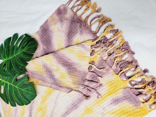 Premium Waffle 100% cotton unisex throw Absorbent Bath Towel - Yellow Plum| Zarnesh