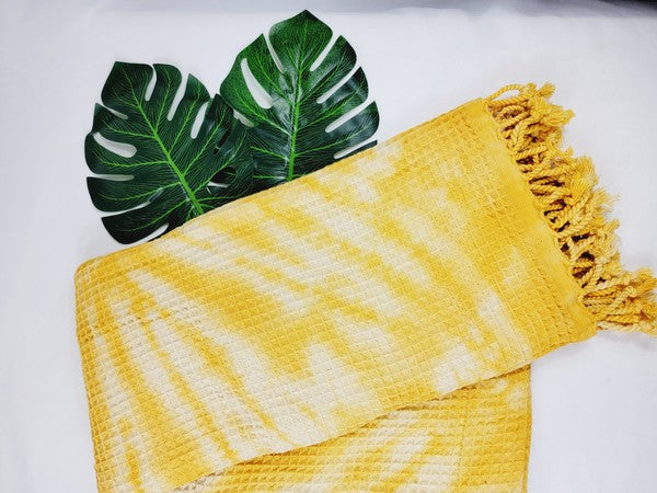 Premium Waffle 100% cotton unisex throw Absorbent Bath Towel - Yellow | Zarnesh