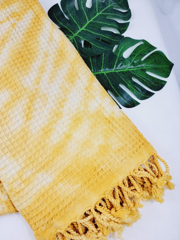 Premium Waffle 100% cotton unisex throw Absorbent Bath Towel - Yellow | Zarnesh