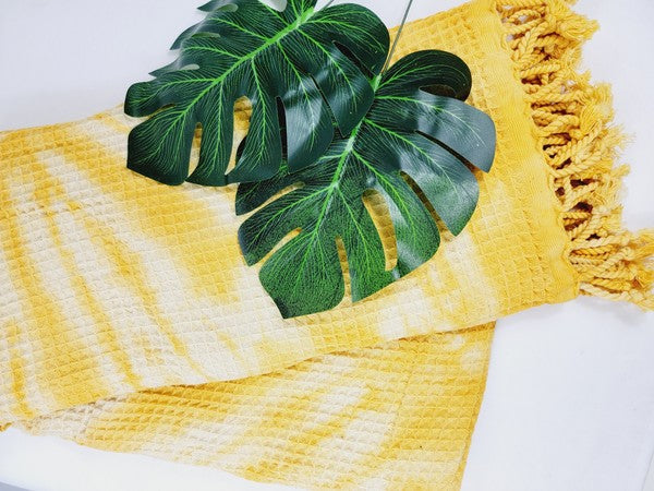 Premium Waffle 100% cotton unisex throw Absorbent Bath Towel - Yellow | Zarnesh