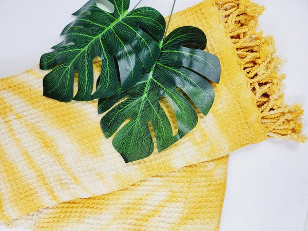 Premium Waffle 100% cotton unisex throw Absorbent Bath Towel - Yellow | Zarnesh