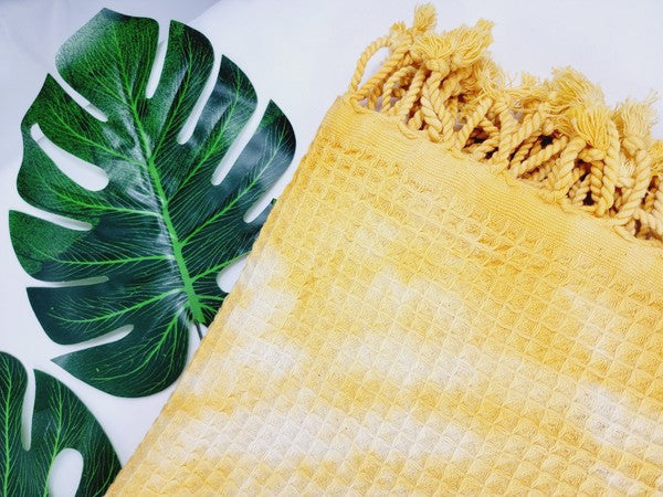 Premium Waffle 100% cotton unisex throw Absorbent Bath Towel - Yellow | Zarnesh