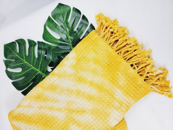 Premium Waffle 100% cotton unisex throw Absorbent Bath Towel - Yellow | Zarnesh