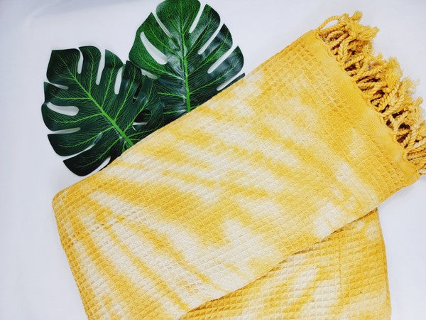 Premium Waffle 100% cotton unisex throw Absorbent Bath Towel - Yellow | Zarnesh