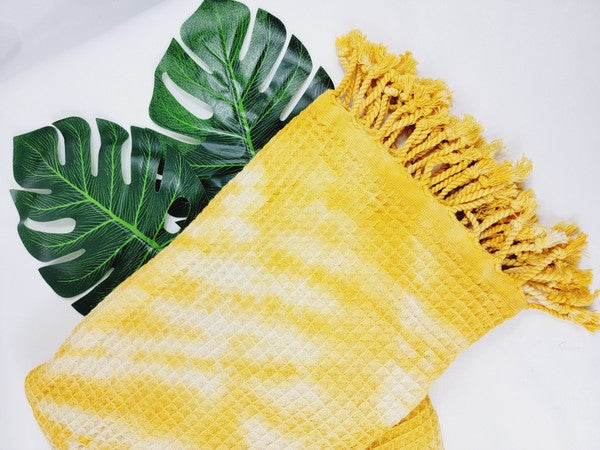 Premium Waffle 100% cotton unisex throw Absorbent Bath Towel - Yellow | Zarnesh