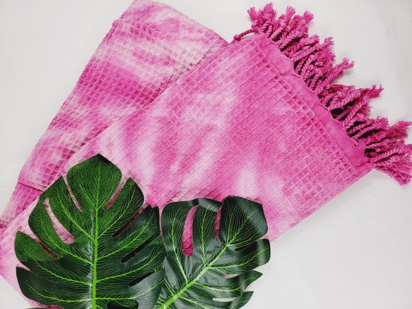 Premium Waffle 100% cotton unisex throw Absorbent Bath Towel - Pink | Zarnesh