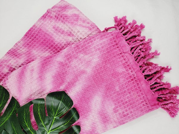 Premium Waffle 100% cotton unisex throw Absorbent Bath Towel - Pink | Zarnesh