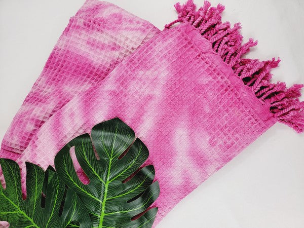 Premium Waffle 100% cotton unisex throw Absorbent Bath Towel - Pink | Zarnesh