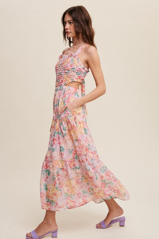 Women Floral Bubble Textured Two-Piece Style Maxi Dress | Zarnesh