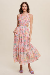 Women Floral Bubble Textured Two-Piece Style Maxi Dress | Zarnesh