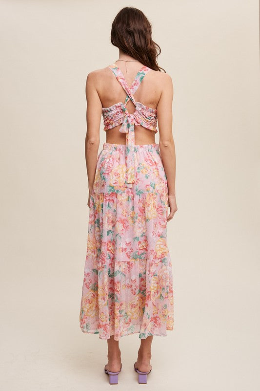 Women Floral Bubble Textured Two-Piece Style Maxi Dress | Zarnesh