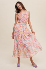 Women Floral Bubble Textured Two-Piece Style Maxi Dress | Zarnesh