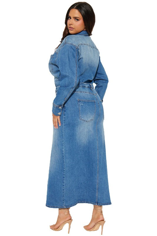 WOMEN FASHION DENIM LONG MAXI DRESS | ZARNESH