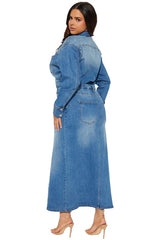 WOMEN FASHION DENIM LONG MAXI DRESS | ZARNESH