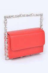 Women Rhinestone Square Iconic Clutch Vegan Leather Zarnesh