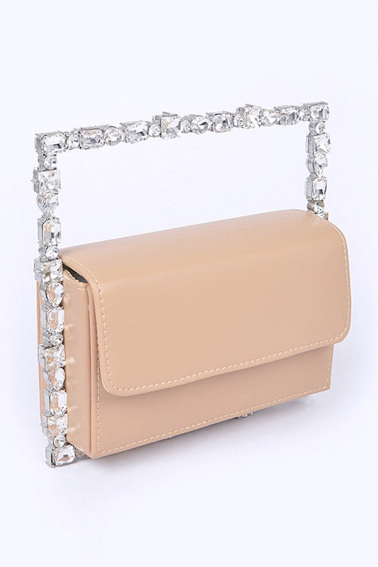 Women Rhinestone Square Iconic Clutch Vegan Leather Zarnesh